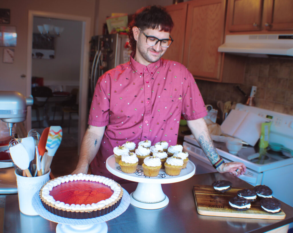 Scott admires his baked goods, which he hopes brings a lot of joy to his loved ones.